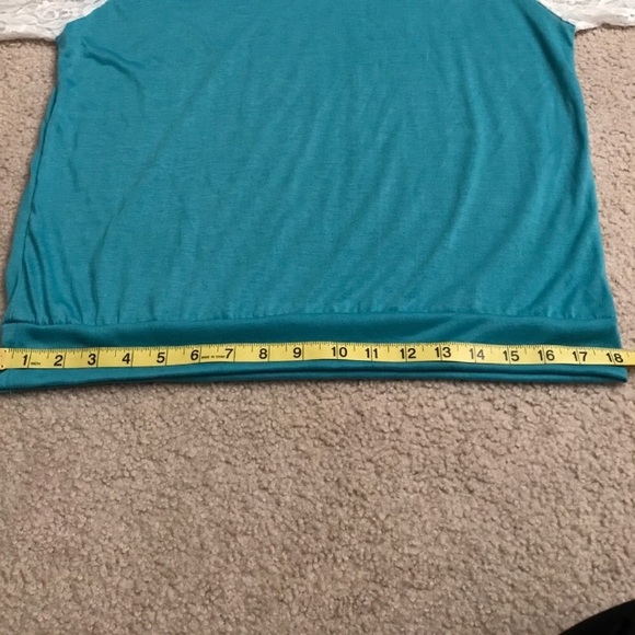 Brand New Teal Top with Lace Sleeves - Picture 8 of 8